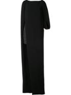 Monique Lhuillier Exposed Slit Gown Dress, Women's, Size: 10, Black, Silk