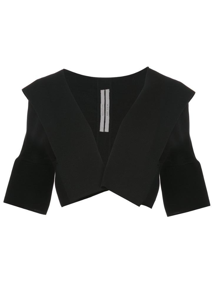 Rick Owens Hooded Open Front 3/4 Sleeve Jacket - Black