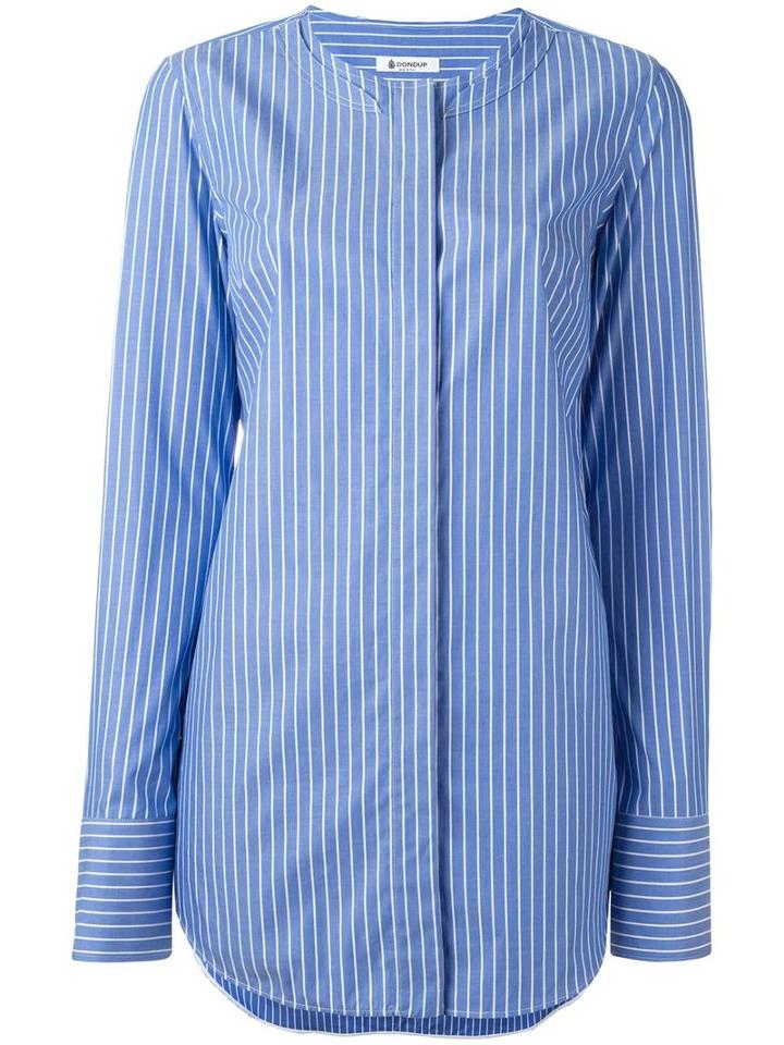 Dondup Band Collar Shirt, Women's, Size: 38, Blue, Cotton