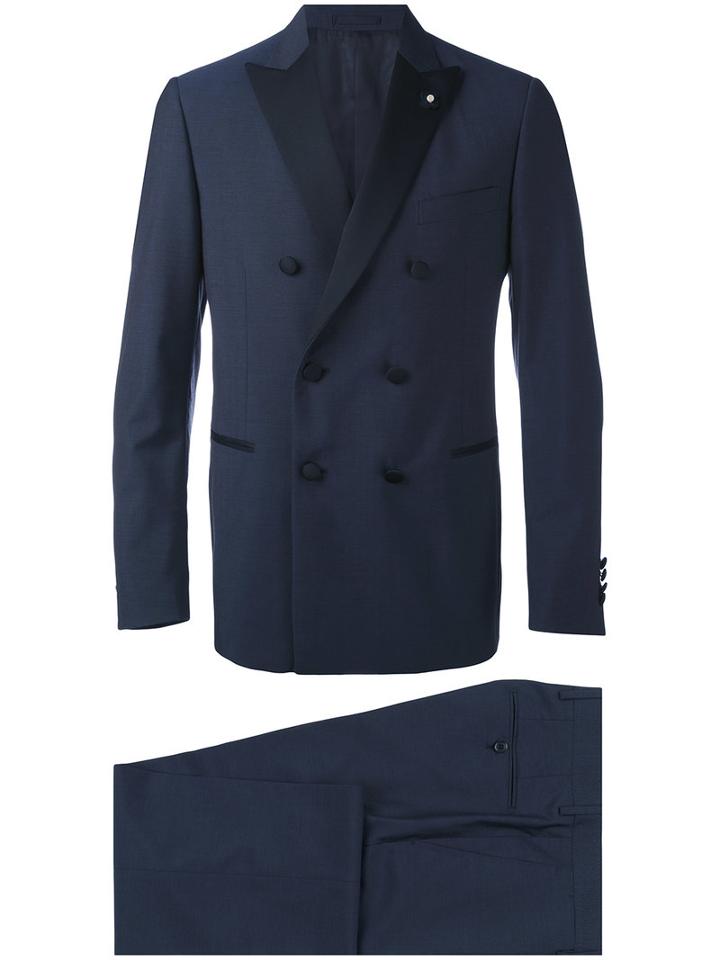 Lardini - Double-breasted Suit - Men - Polyester/cupro/viscose/wool - 52, Blue, Polyester/cupro/viscose/wool