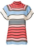 Emporio Armani Striped Short Sleeve Blouse - Pink