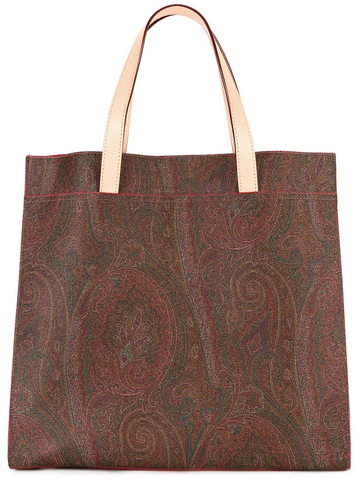 Etro - Paisley Print Square Tote - Women - Cotton/calf Leather/polyester/pvc - One Size, Women's, Cotton/calf Leather/polyester/pvc
