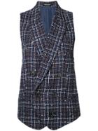 Undercover Checked Waistcoat - Blue