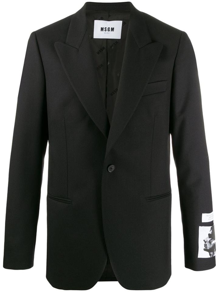 Msgm Print Patch Peaked Lapels Blazer - Black