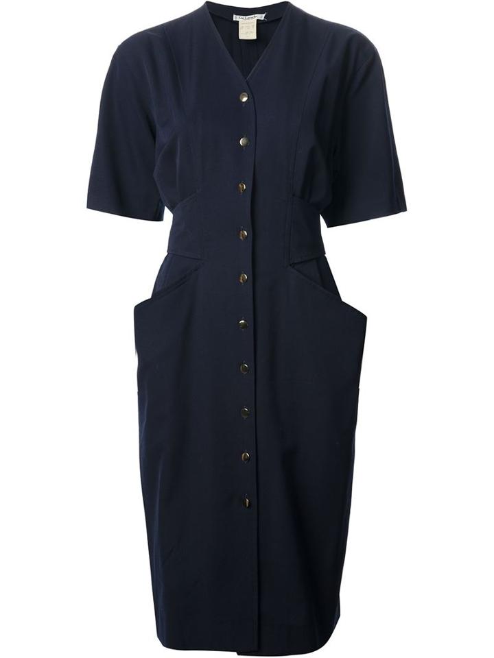 Guy Laroche Vintage Bucket Pocket Dress, Women's, Size: 36, Blue