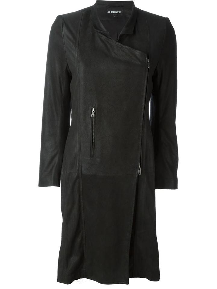 Ann Demeulemeester 'angelina' Coat, Women's, Size: 36, Black, Cotton/leather/rayon