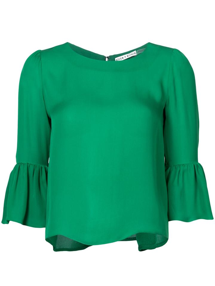 Alice+olivia Bernice Flared Sleeve Top - Green