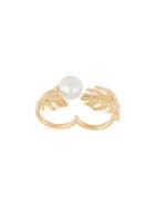 Ingie Paris Double Finger Pearl Ring - Gold