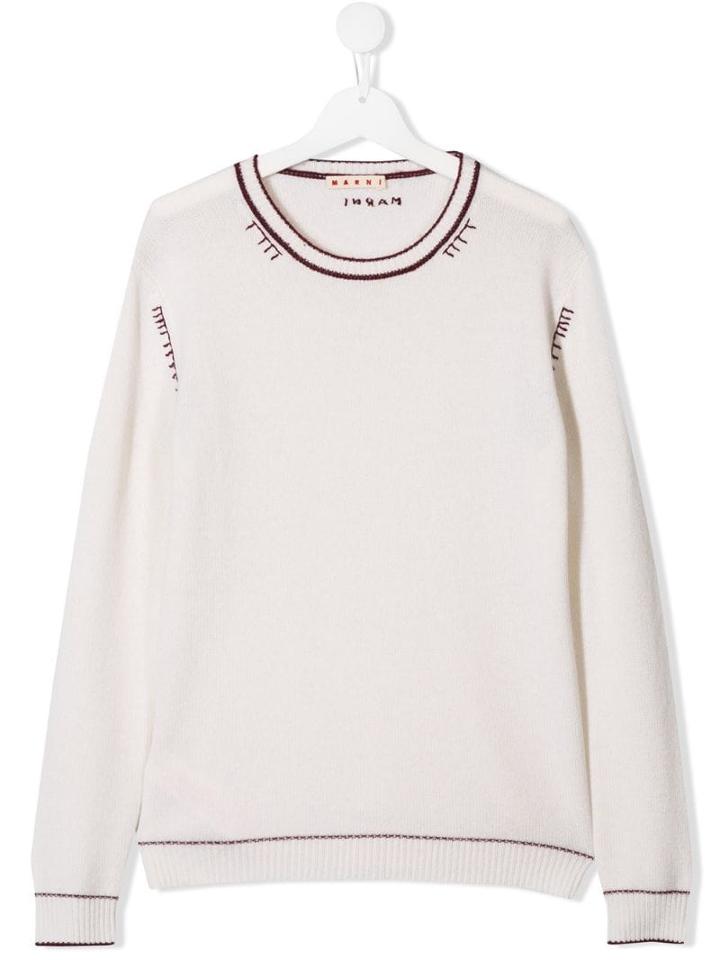 Marni Kids Stitching Detailed Jumper - Neutrals
