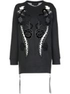 Diesel Black Gold Velvet Patchwork Sweatshirt, Women's, Size: Xs, Grey, Cotton