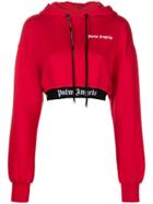 Palm Angels Cropped Logo Hoodie - Red
