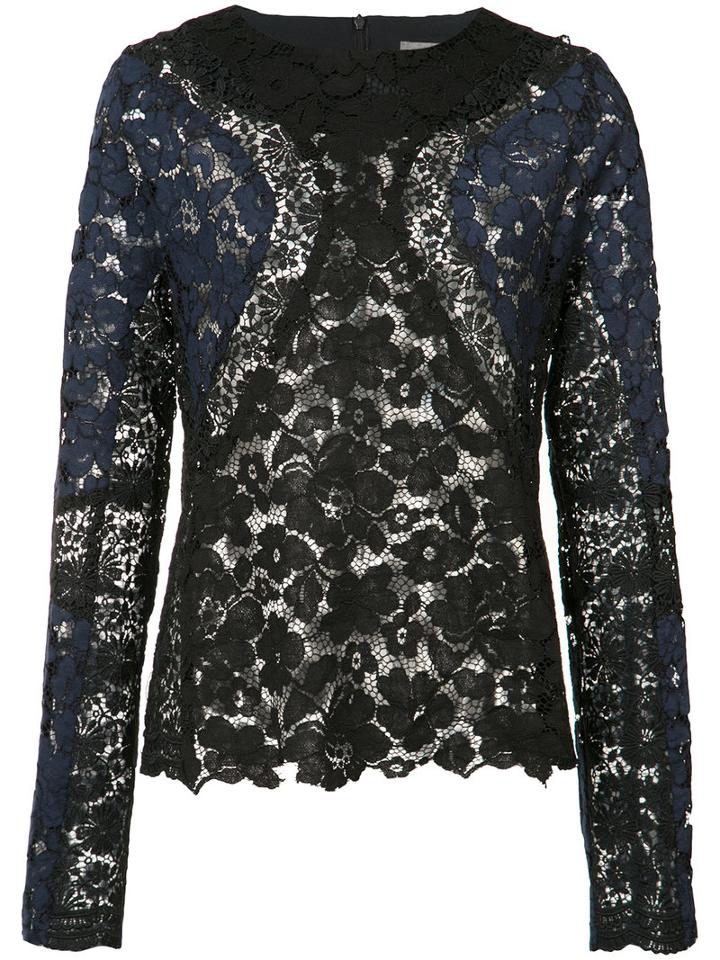 Les Animaux - Lace Seamed Top - Women - Polyester - L, Blue, Polyester