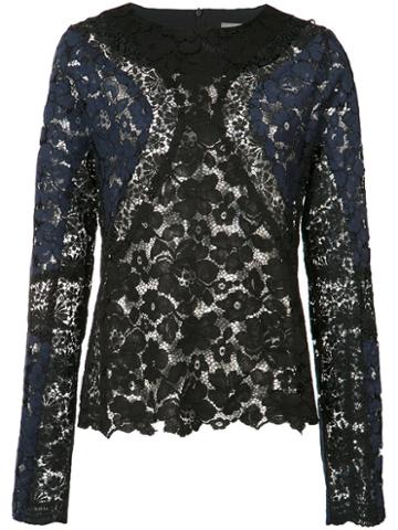 Les Animaux - Lace Seamed Top - Women - Polyester - L, Blue, Polyester