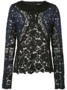 Les Animaux - Lace Seamed Top - Women - Polyester - L, Blue, Polyester