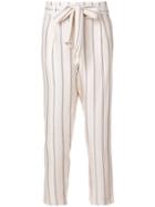 Forte Forte Striped Tapered Trousers - Nude & Neutrals