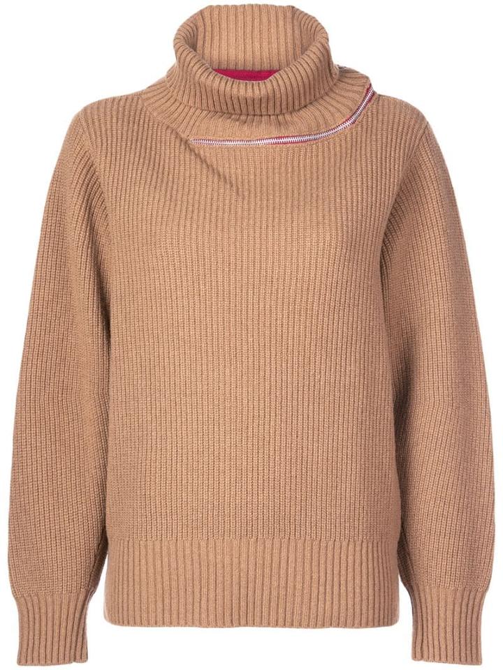 Sacai Contrasting Stripe Turtleneck Jumper - Brown