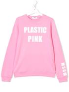 Msgm Kids Teen Slogan Print Sweatshirt - Pink