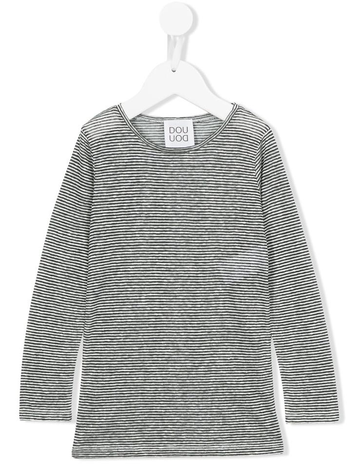 Douuod Kids Semi-sheer Striped Top, Girl's, Size: 12 Yrs, Black