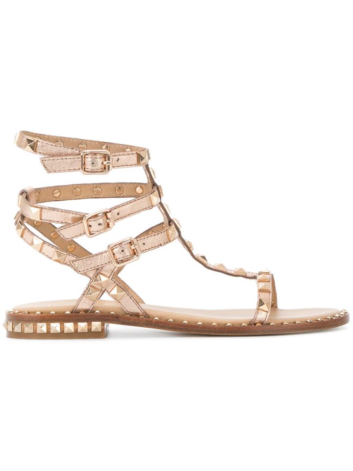 Ash Studded Flat Sandals - Metallic