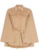Rosie Assoulin Short Belted Cape Jacket - Neutrals