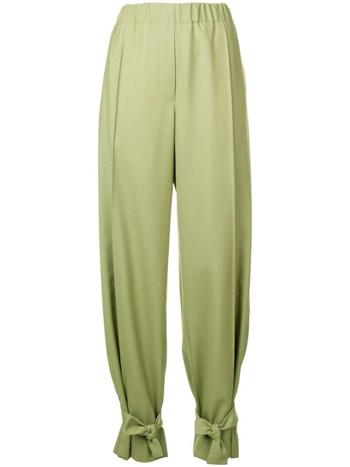 Maison Flaneur Elasticated Tapered Trousers - Green