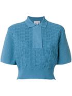 Carven Patterned Knit Polo Shirt - Blue