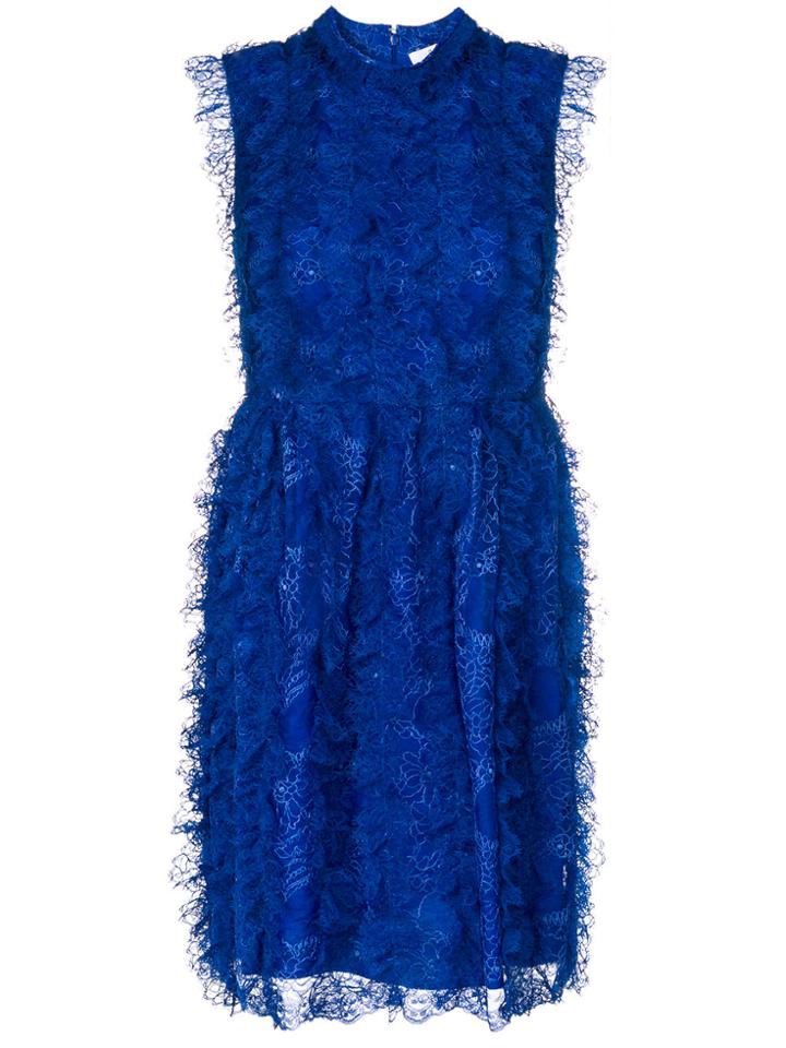 Givenchy Sleeveless Ruffled Lace Dress - Blue