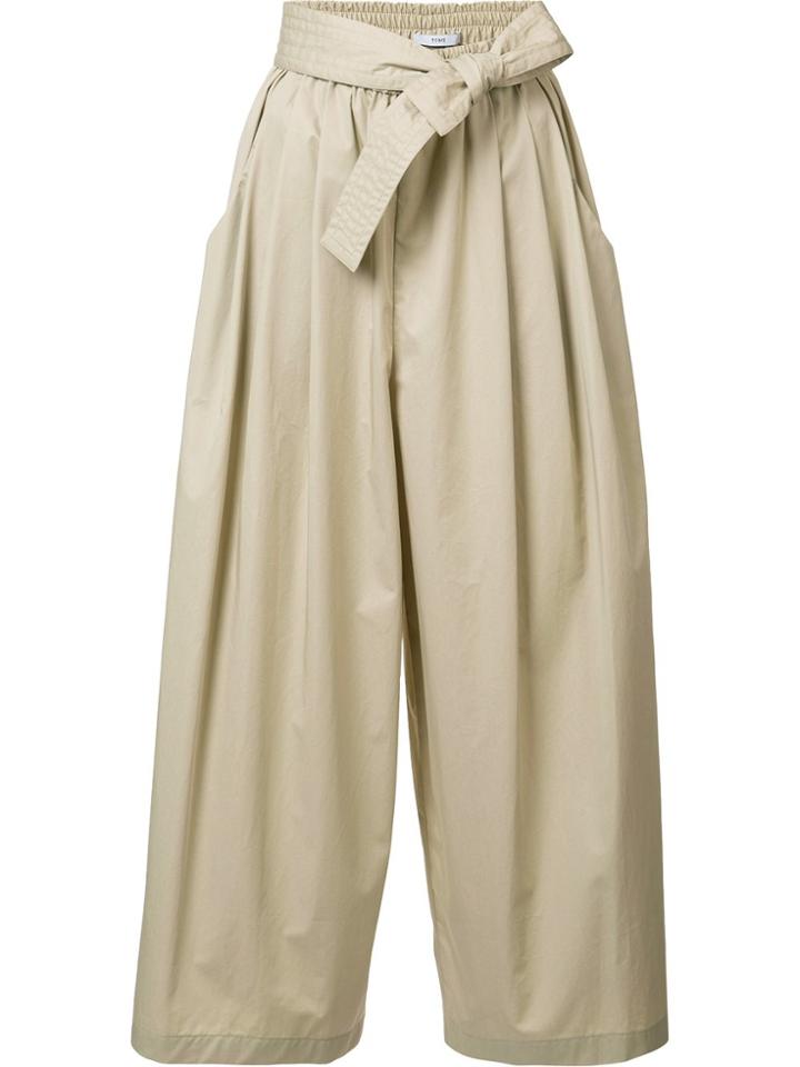 Tome Cropped Drawstring Flared Trousers - Nude & Neutrals