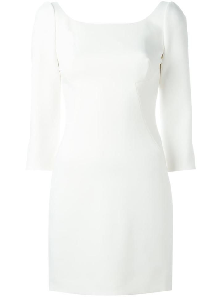 Dolce & Gabbana Three-quarter Sleeve Fitted Dress, Women's, Size: 40, White, Viscose/spandex/elastane/silk