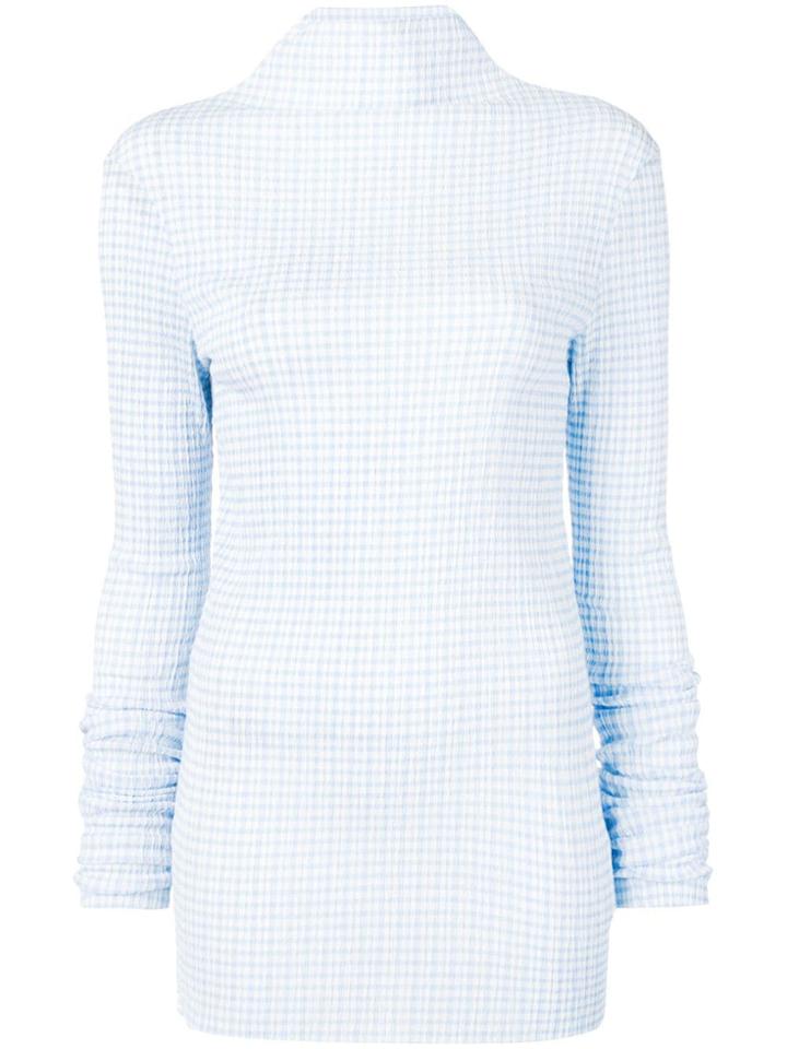 Jil Sander Checked High-neck Blouse - Blue