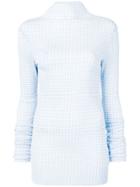 Jil Sander Checked High-neck Blouse - Blue