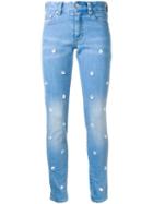 Muveil - Flower Embellished Skinny Jeans - Women - Cotton/polyurethane - 38, Blue, Cotton/polyurethane
