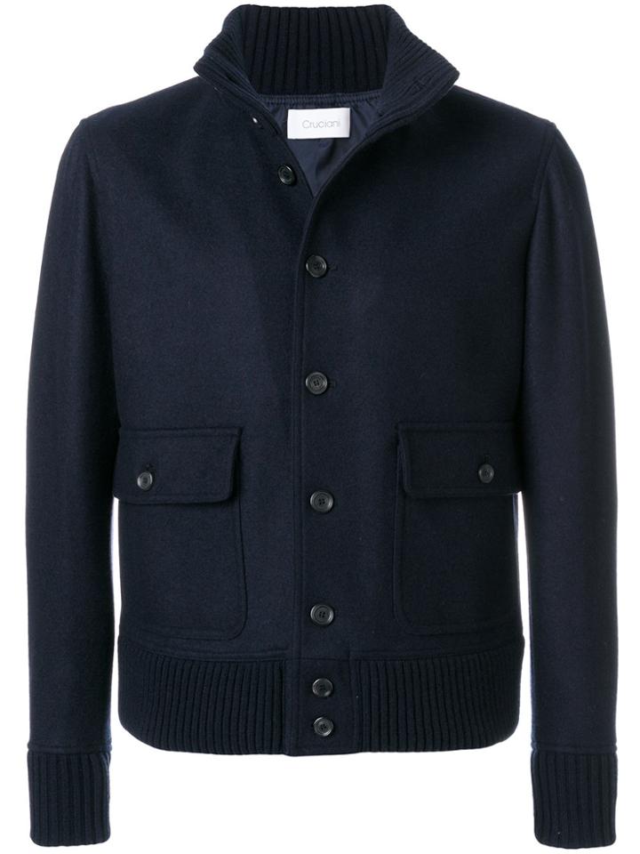 Cruciani Button Up Military Jacket - Blue