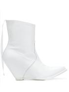 Unravel Project Western Ankle Boots - White