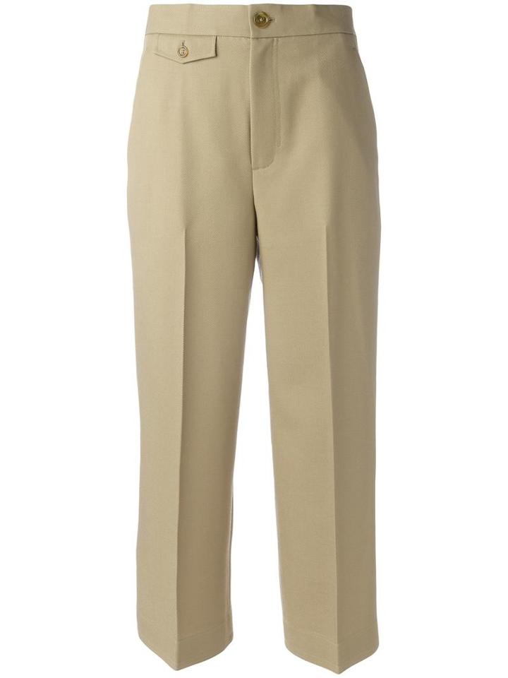 Helmut Lang High-waisted Cropped Trousers, Women's, Size: 6, Nude/neutrals, Wool/viscose