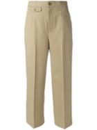 Helmut Lang High-waisted Cropped Trousers, Women's, Size: 6, Nude/neutrals, Wool/viscose