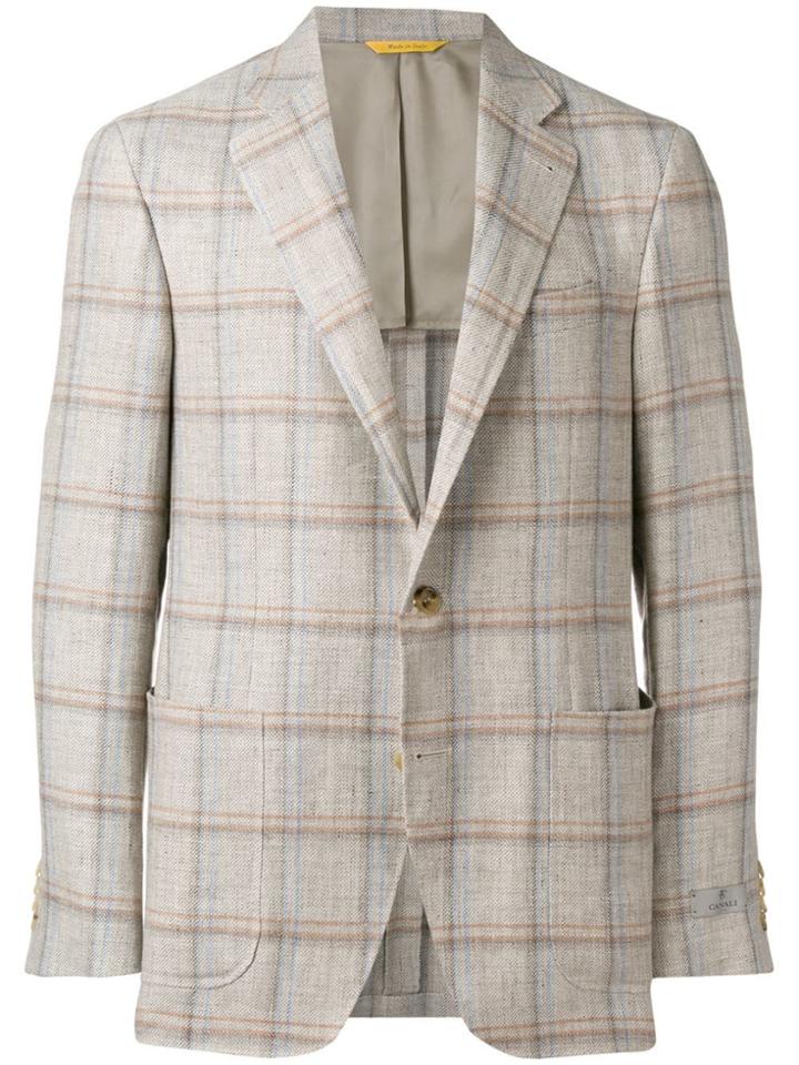 Canali Check Suit Jacket - Neutrals
