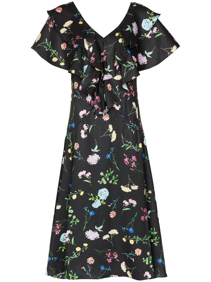 Paper London Maeva Floral Print Ruffle Dress - Black