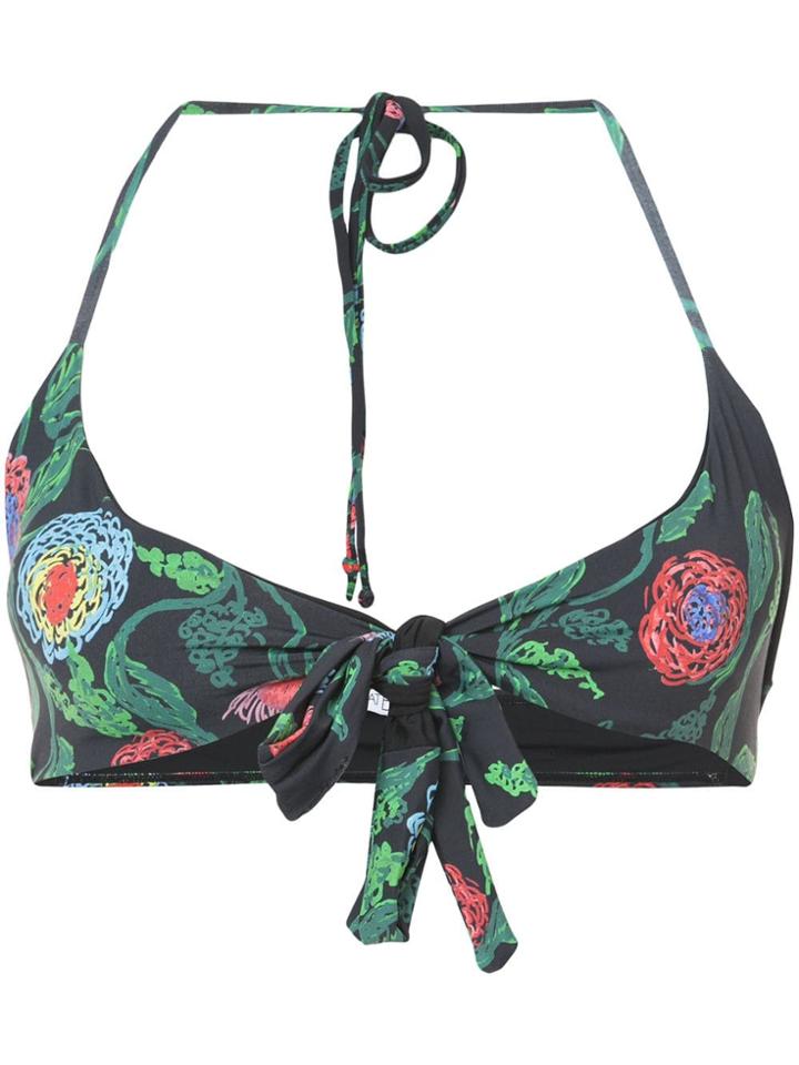 Patbo Floral Wrap Bikini Top - Black