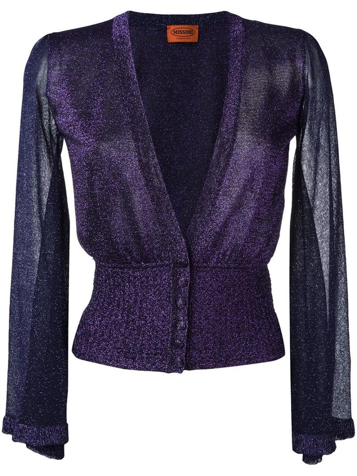 Missoni Fitted Waist Cardigan, Women's, Size: 38, Pink/purple, Viscose/cupro/polyester