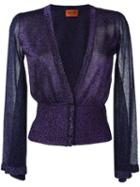Missoni Fitted Waist Cardigan, Women's, Size: 38, Pink/purple, Viscose/cupro/polyester