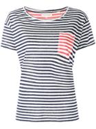 Chinti And Parker - Contrast Pocket Striped T-shirt - Women - Linen/flax - Xs, Blue, Linen/flax
