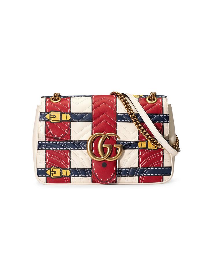 Gucci - Gg Marmont Trompe L'oeil Shoulder Bag - Women - Leather/metal/microfibre - One Size, Red, Leather/metal/microfibre