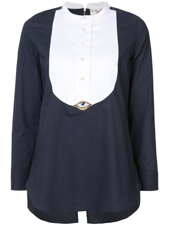 Figue Evil Eye Tuxedo Shirt - Blue