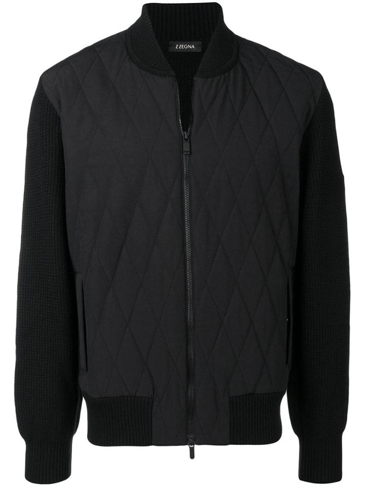 Z Zegna Quilted Bomber Jacket - Black