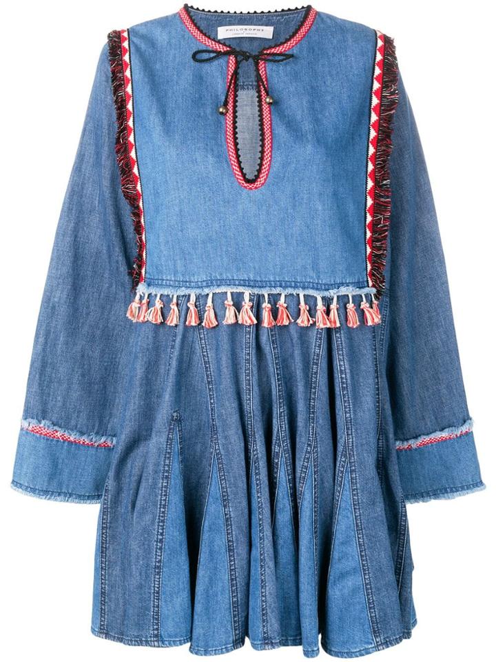 Philosophy Di Lorenzo Serafini Tassel Detail Dress - Blue