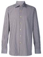 Kiton Checked Button Down Shirt, Men's, Size: 17 1/2, Brown, Cotton