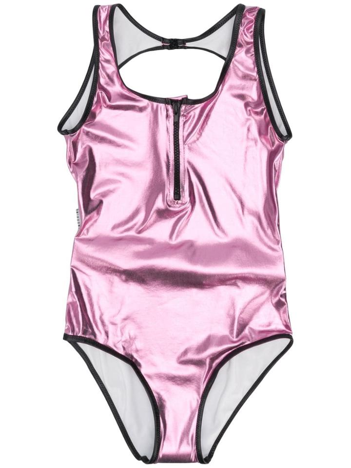 Andorine Teen Zip Front Metallic Swimsuit - Purple
