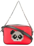 Les Petits Joueurs Panda Shoulder Bag, Women's, Red, Calf Leather/lamb Skin/brass