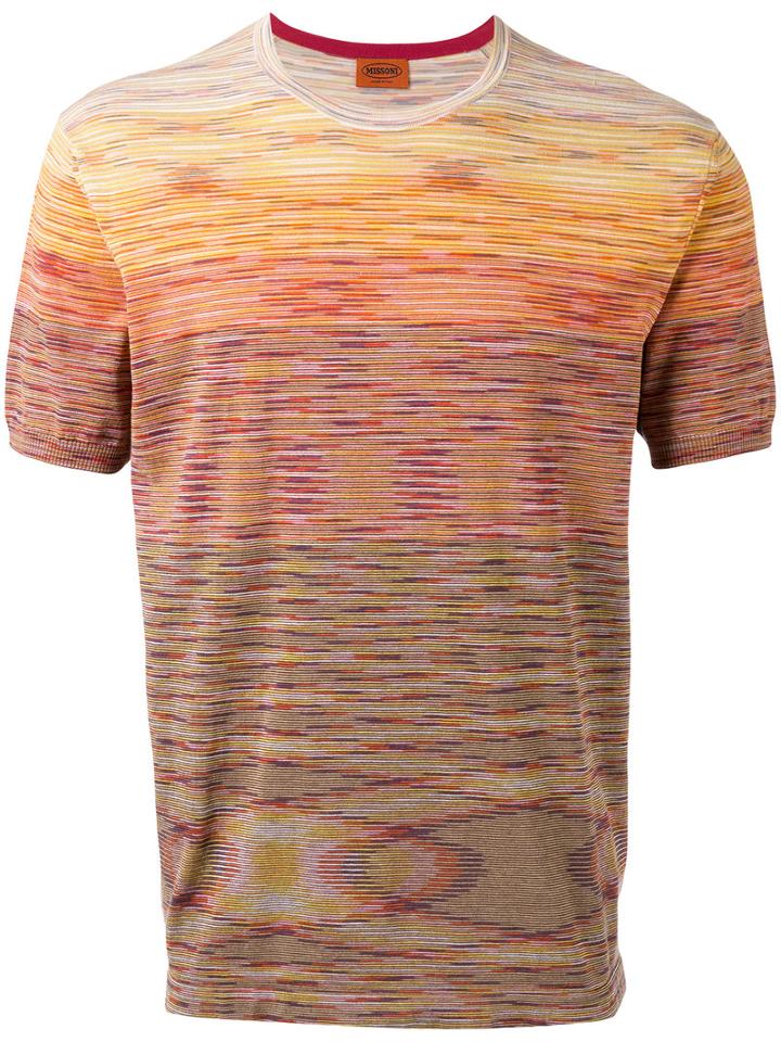 Missoni Blurry Stripe T-shirt, Men's, Size: 50, Yellow/orange, Cotton